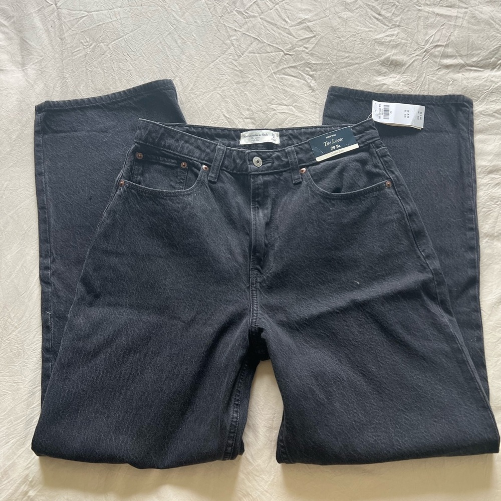 Abercrombie & Fitch The Loose High Rise Black Jeans 29/8R